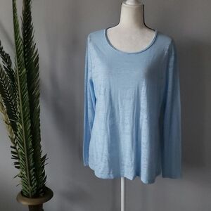 Cato light blue long sleeve burn out tee